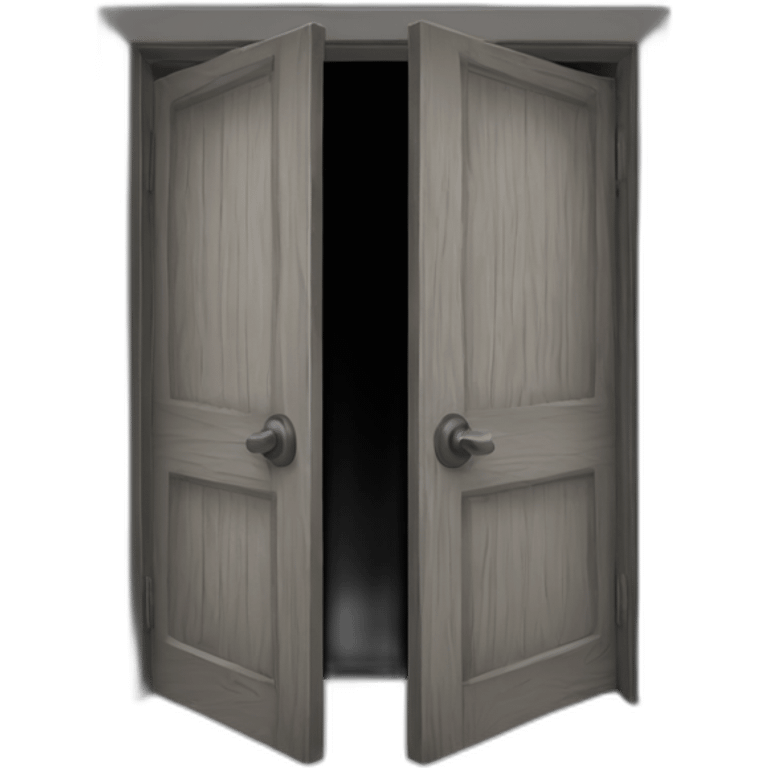 One gray wood open door perspective emoji