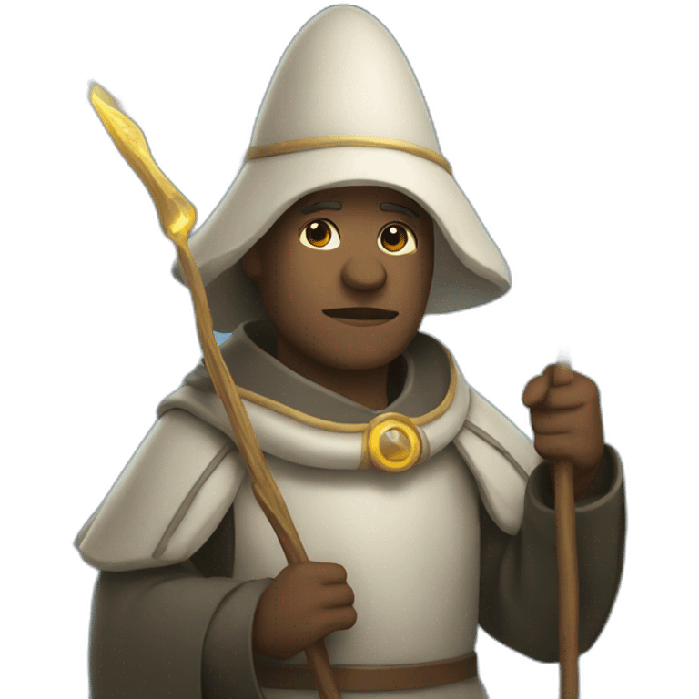 pilgrim with a staff and a halo of light emoji