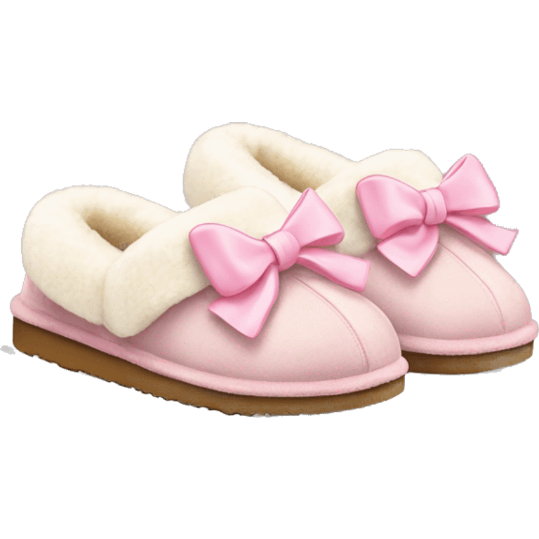 ugg slippers with light pink bows on the back emoji