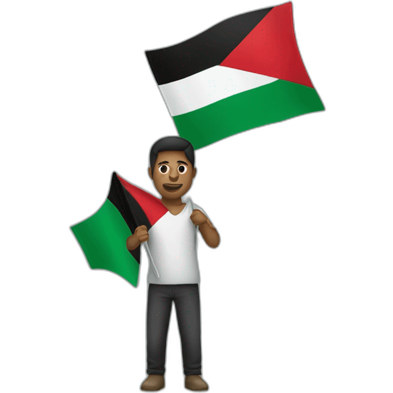 Man holding Palestinian flag emoji