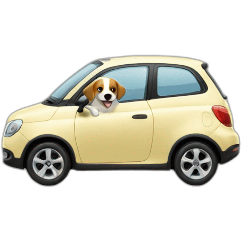 Small car with smallest dog on a window emoji