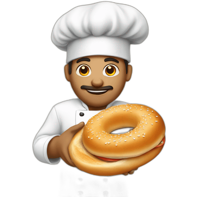 Chef holding a bagel emoji