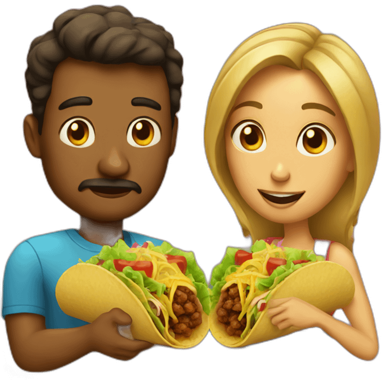 À man and a woman eating big tacos emoji