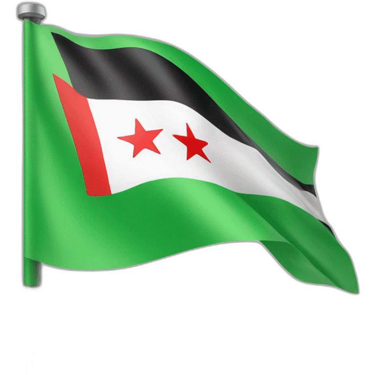 The flag of the Syrian revolution is green, white, black, with three red stars in the middle  emoji