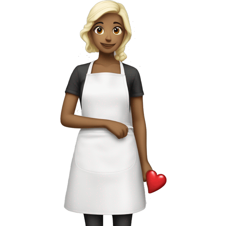 White apron red hearts emoji