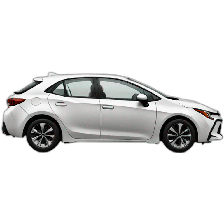 a white 2020 corolla with a roof rack and bike rack emoji