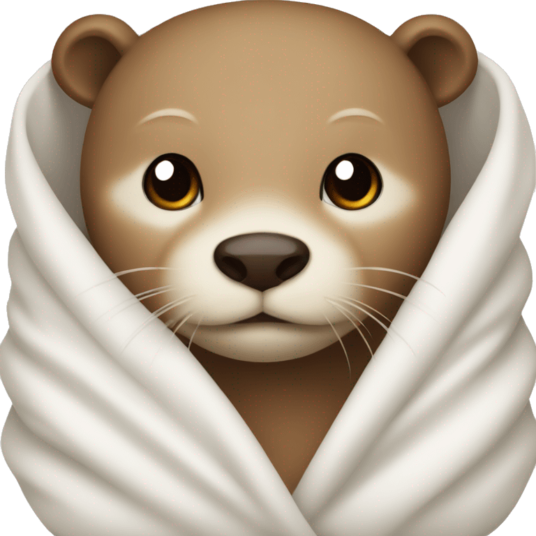 Light brown otter in a white blanket  emoji