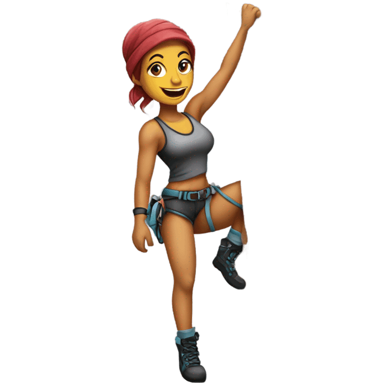 Beautiful tattooed woman rock climber emoji