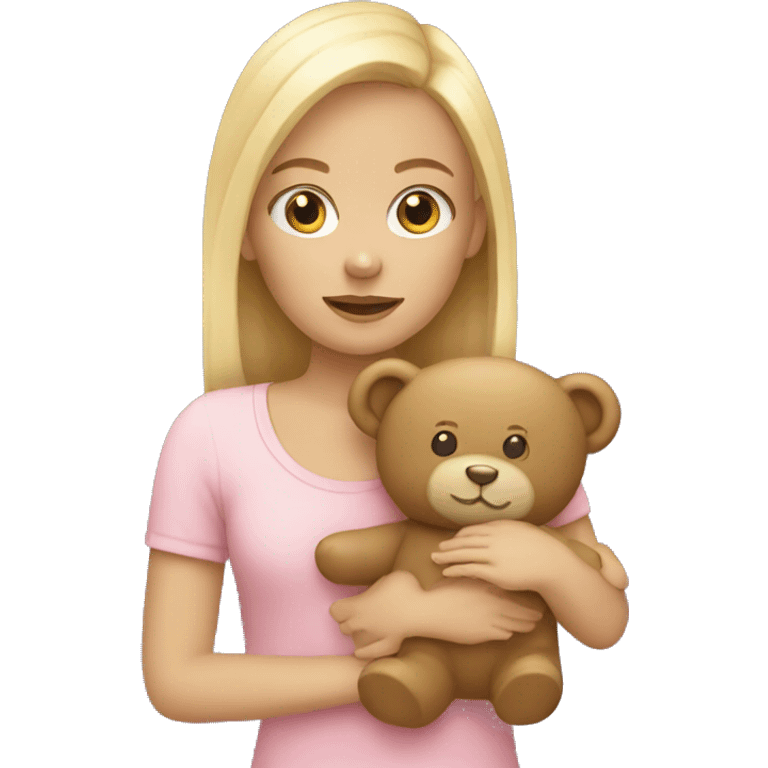 Blonde girls holding a teddy bear emoji