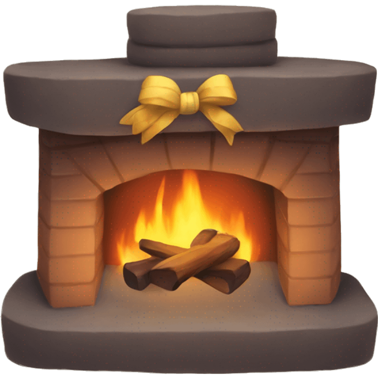 Cozy fireplace with a bow emoji