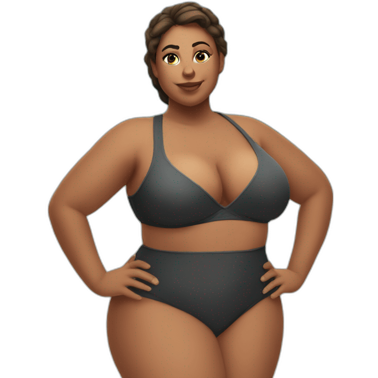 Thicc caucasian woman swimsuit posing emoji