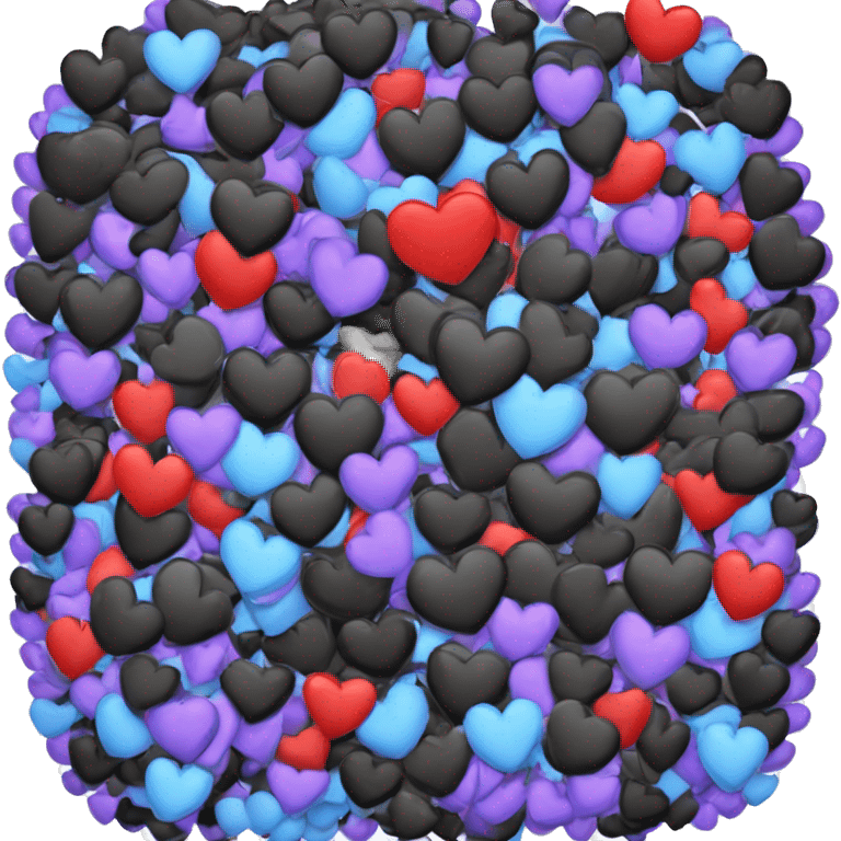 Black an blue heart wih red and purple heart  emoji