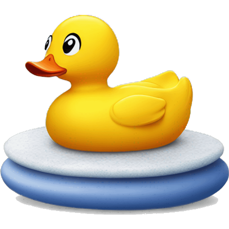 rubber duck on top of a curling stone emoji