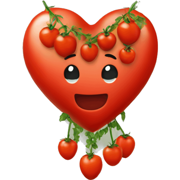 red heart adorned with tomato garlands emoji