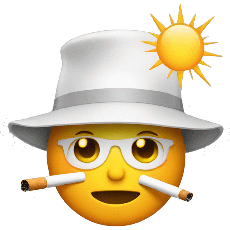 sun wearing a bucket hat cigarette emoji