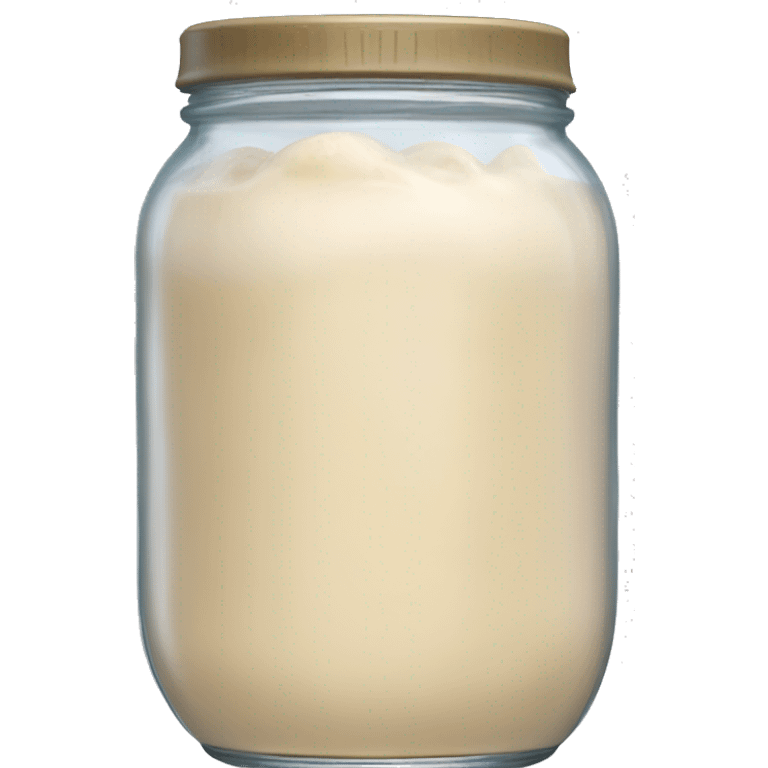 Bubbly Sourdough starter in a jar slightly overflowing down the side, refine emoji