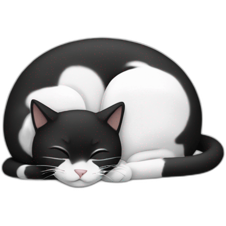 Cat black and white sleeping emoji