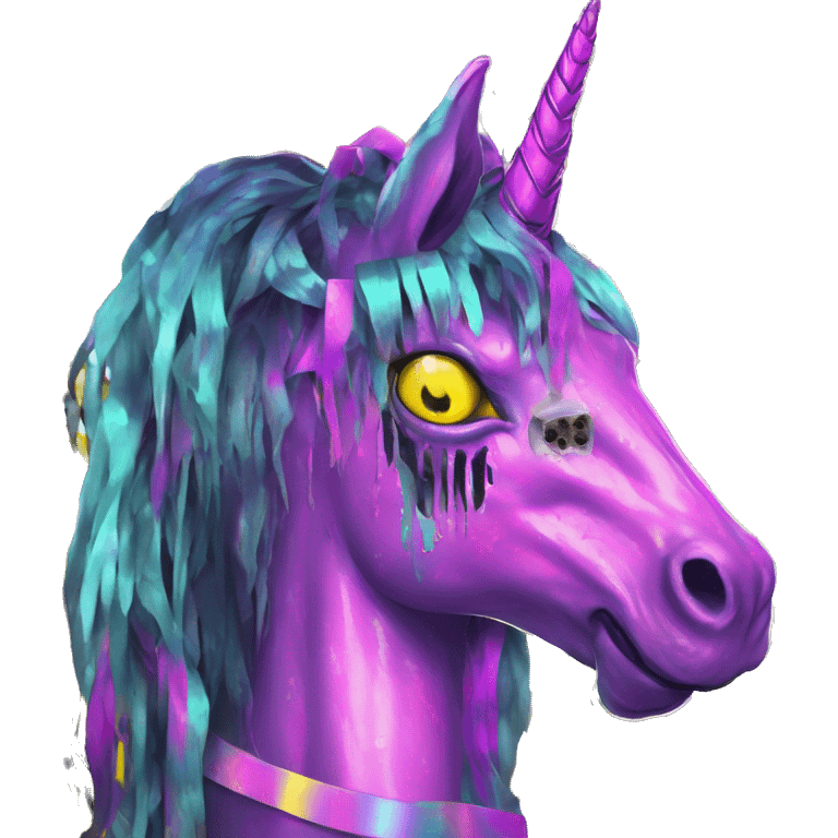 .Zombie_ punk Vaporwave black holographic oilslick zombie unicorn yellow caution tape emoji