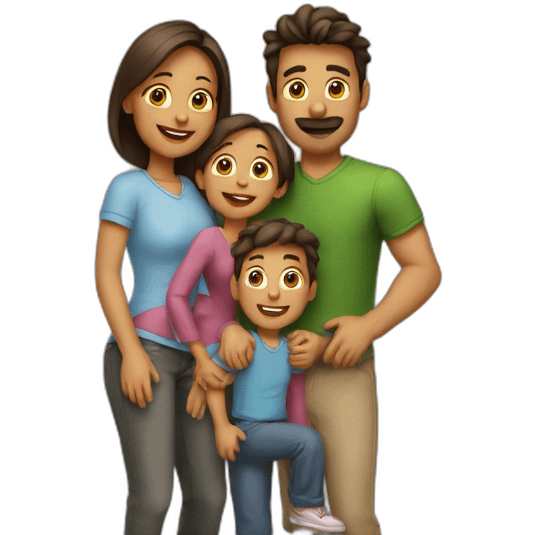 Familia con 4 niños emoji