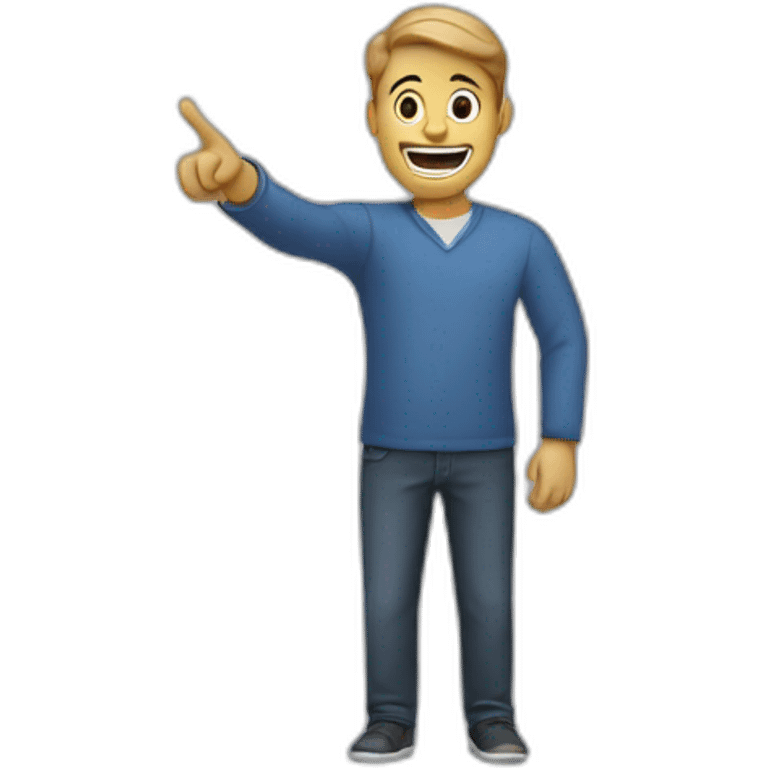 Man pointing towards screen emoji