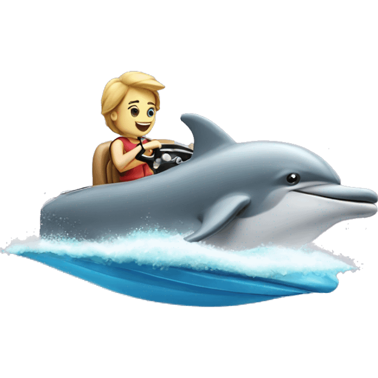 A dolphin riding a speed boat emoji