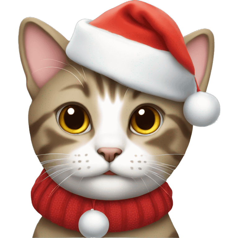 Cat with a Christmas hat emoji