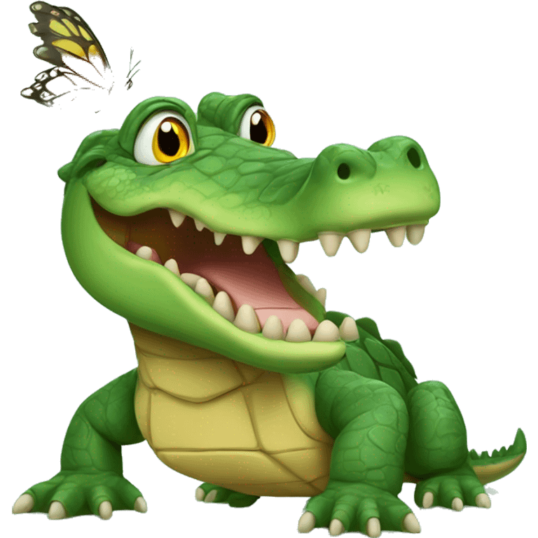 Crocodile with a turtle face and butterfly wings emoji