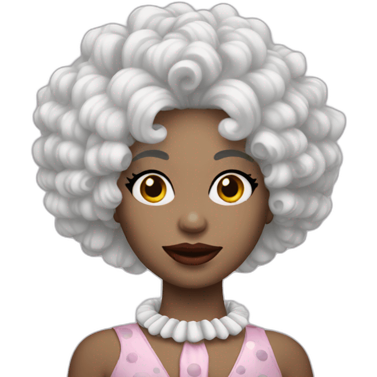 Beauty clown with white curly hair emoji