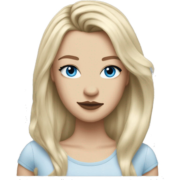 realistic white blonde girl blue eyes full lips with harry styles emoji