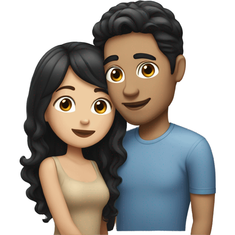 White guy with brown hair kissing girl with black hair emoji