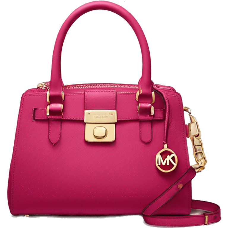 Realistic raspberry color Michael Kors satchel hand bag isolated. emoji