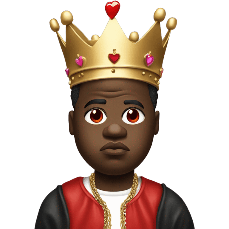 Notorious BIG with hearts on his eyes and a tilted crown on his head emoji