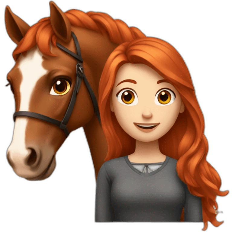 Red haired Girl with brown horse emoji