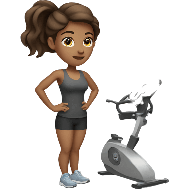 Women with brown hair doing fitness  emoji