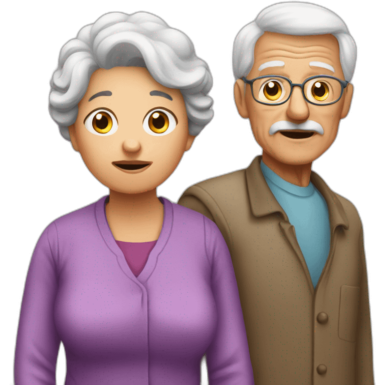 Granny with grandfather confused emoji