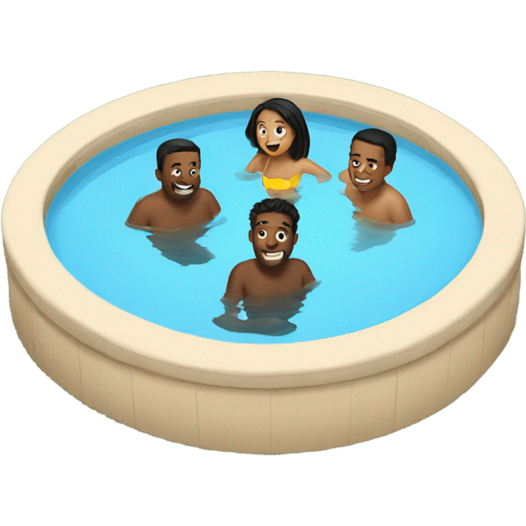 Four friends in a small pool emoji