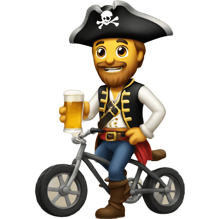 pirate with a beer in the hand on a bike emoji