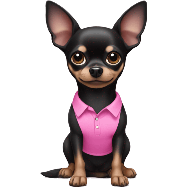 Fully black chihuahua in pink shirt emoji