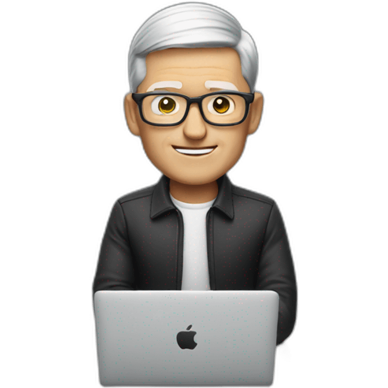 tim cook with macbook at desk emoji