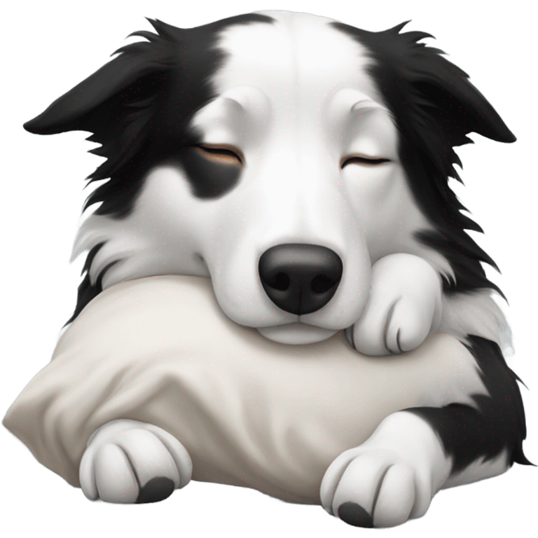 Sleeping-black-and-white-border-collie emoji