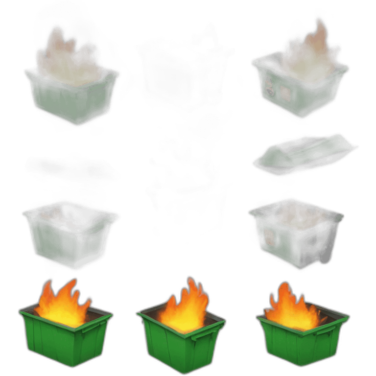 create a dumpster on fire gif emoji but the dumpster is the word content emoji