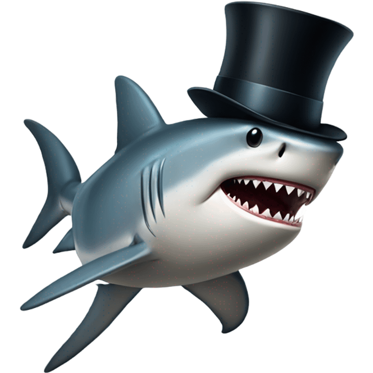 Shark with a top hat emoji