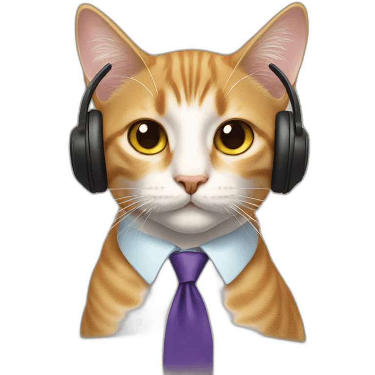 cat with tie and headphone emoji