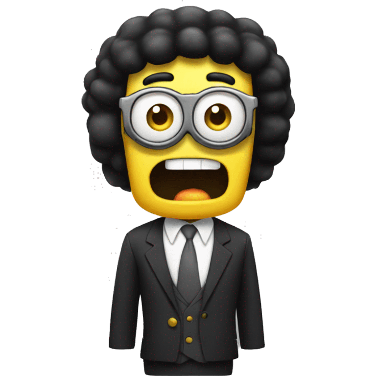 spongebob with a bob haircut black like an emoji very sharp, apple iOS style,  emoji