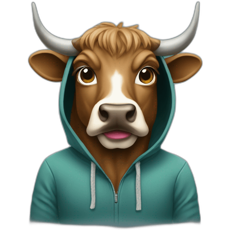 emoji bull animal programmer in hoodie emoji