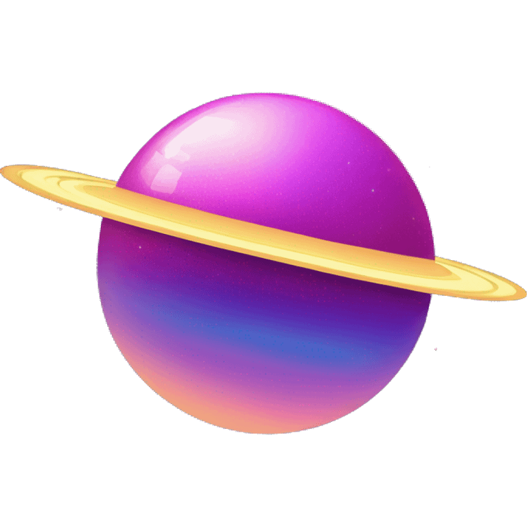 sparkly glittery blue purple and pink gradient planet with a yellow cheesy saturn ring emoji