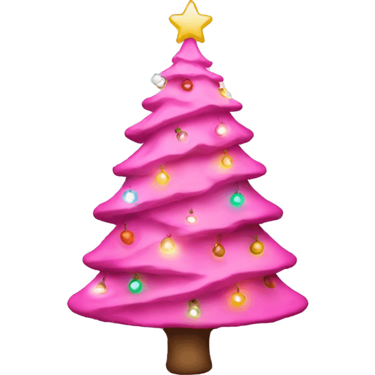 pink christmas tree with bright lights  emoji