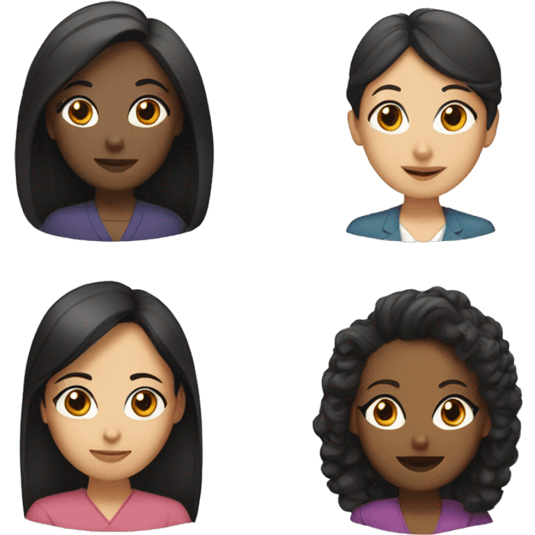 Three teachers 2 black women black hair dark eyes one asian woman emoji