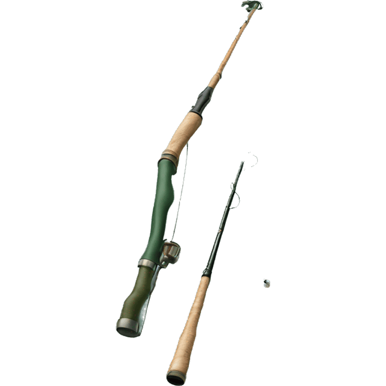 Realistic hunter green fishing pole emoji