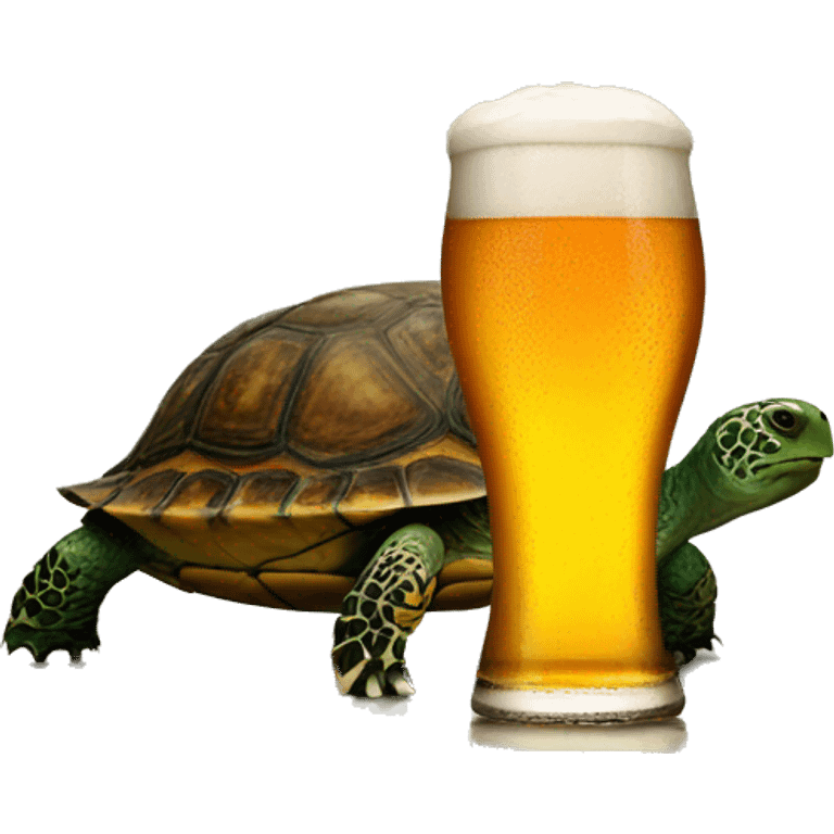 beer next to a turtle on its back emoji